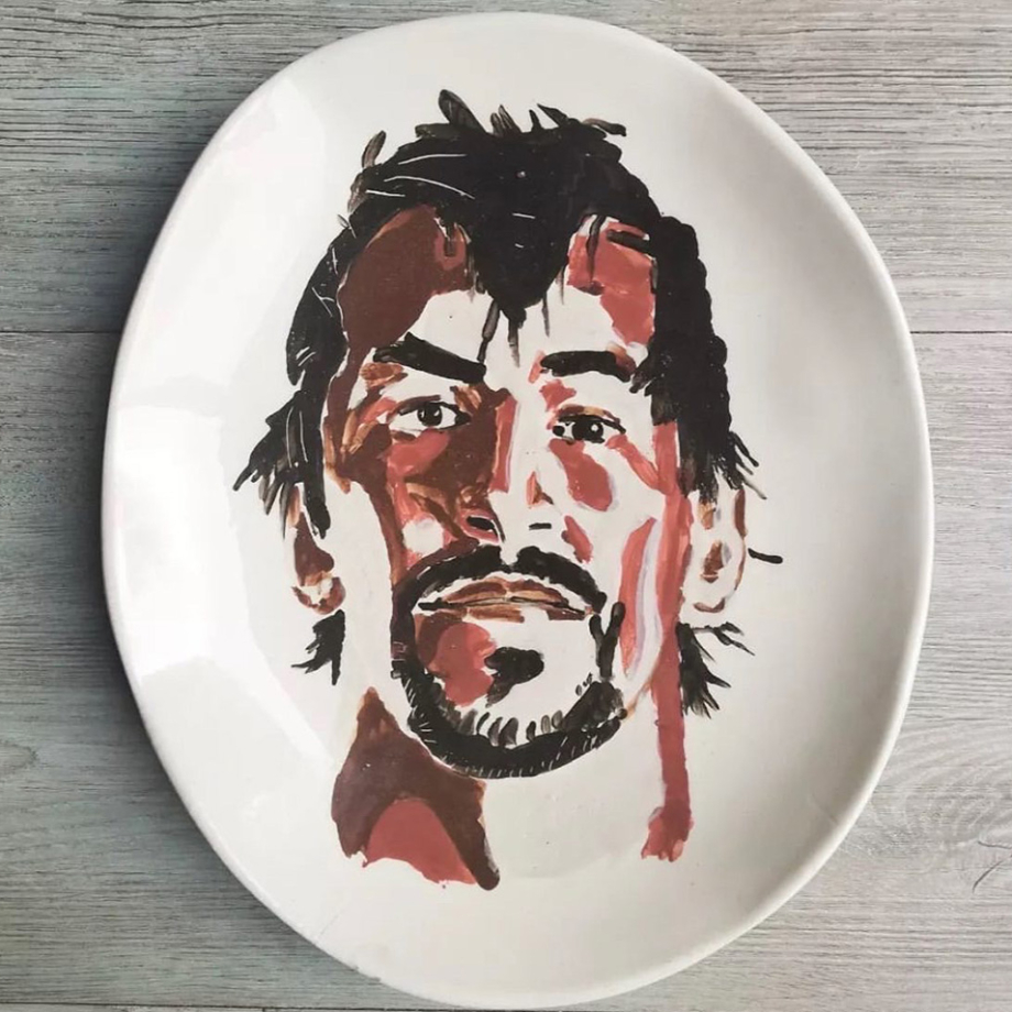 Painted plate of Eben Etzebeth from Paint & Donate event at Clay Cafe Cape Town.